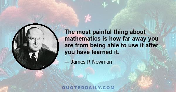 The most painful thing about mathematics is how far away you are from being able to use it after you have learned it.