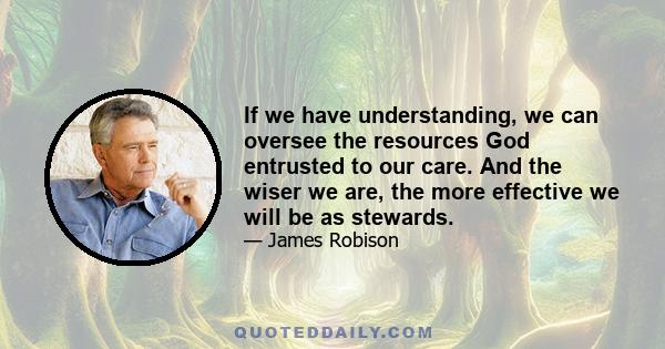 If we have understanding, we can oversee the resources God entrusted to our care. And the wiser we are, the more effective we will be as stewards.