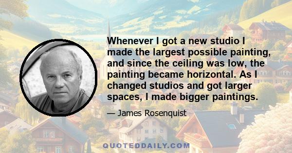 Whenever I got a new studio I made the largest possible painting, and since the ceiling was low, the painting became horizontal. As I changed studios and got larger spaces, I made bigger paintings.