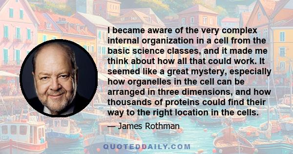 I became aware of the very complex internal organization in a cell from the basic science classes, and it made me think about how all that could work. It seemed like a great mystery, especially how organelles in the