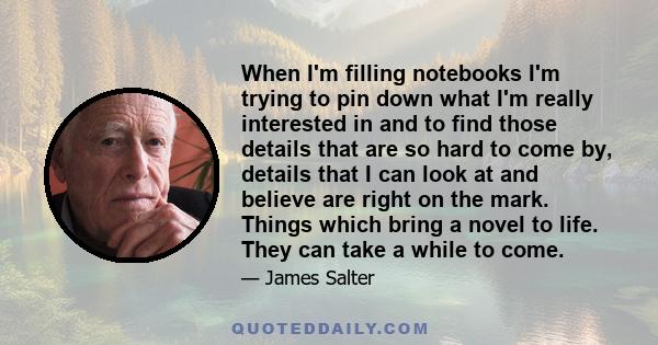 When I'm filling notebooks I'm trying to pin down what I'm really interested in and to find those details that are so hard to come by, details that I can look at and believe are right on the mark. Things which bring a