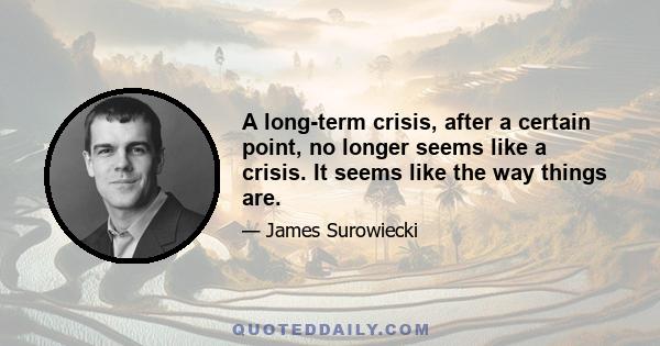 A long-term crisis, after a certain point, no longer seems like a crisis. It seems like the way things are.