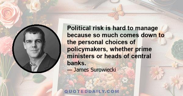 Political risk is hard to manage because so much comes down to the personal choices of policymakers, whether prime ministers or heads of central banks.