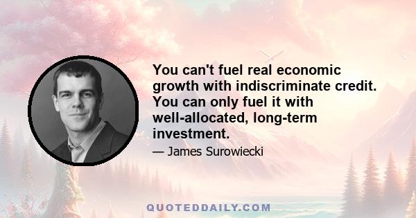 You can't fuel real economic growth with indiscriminate credit. You can only fuel it with well-allocated, long-term investment.