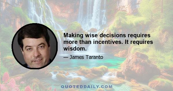 Making wise decisions requires more than incentives. It requires wisdom.