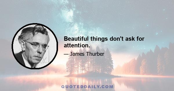 Beautiful things don't ask for attention.