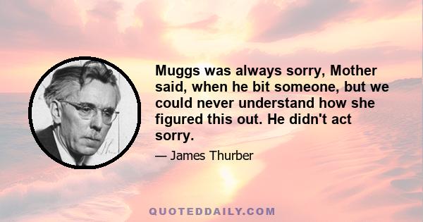 Muggs was always sorry, Mother said, when he bit someone, but we could never understand how she figured this out. He didn't act sorry.