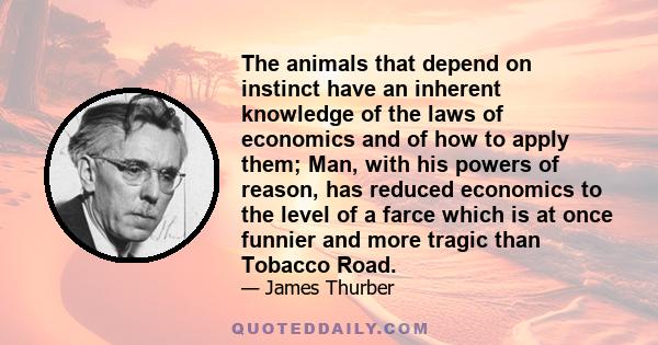 The animals that depend on instinct have an inherent knowledge of the laws of economics and of how to apply them; Man, with his powers of reason, has reduced economics to the level of a farce which is at once funnier