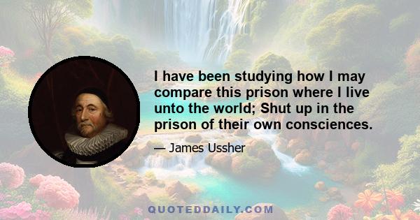 I have been studying how I may compare this prison where I live unto the world; Shut up in the prison of their own consciences.