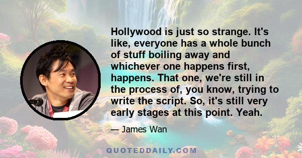 Hollywood is just so strange. It's like, everyone has a whole bunch of stuff boiling away and whichever one happens first, happens. That one, we're still in the process of, you know, trying to write the script. So, it's 