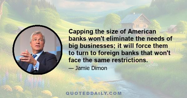 Capping the size of American banks won't eliminate the needs of big businesses; it will force them to turn to foreign banks that won't face the same restrictions.