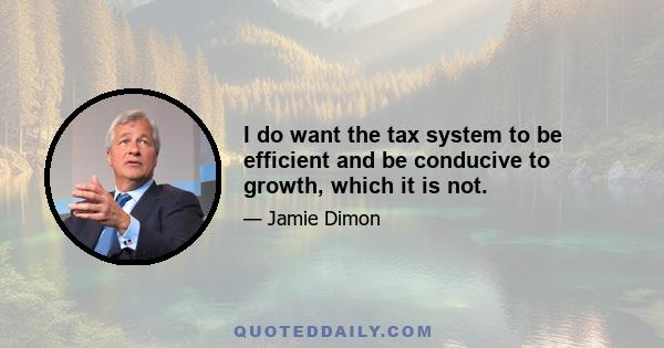 I do want the tax system to be efficient and be conducive to growth, which it is not.