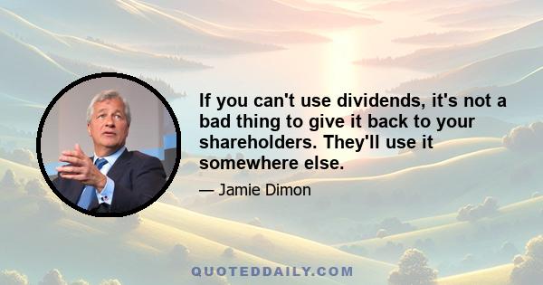 If you can't use dividends, it's not a bad thing to give it back to your shareholders. They'll use it somewhere else.