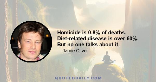 Homicide is 0.8% of deaths. Diet-related disease is over 60%. But no one talks about it.