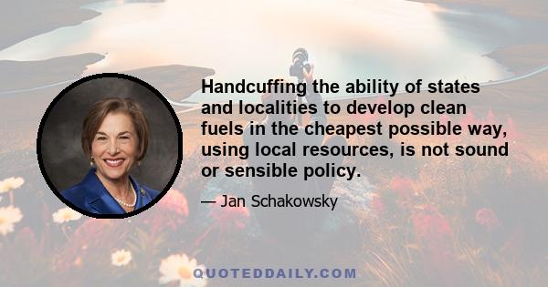 Handcuffing the ability of states and localities to develop clean fuels in the cheapest possible way, using local resources, is not sound or sensible policy.