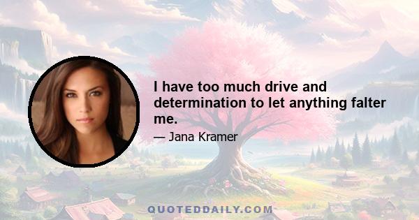 I have too much drive and determination to let anything falter me.