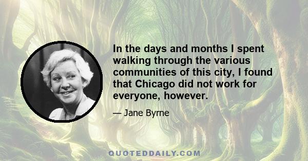 In the days and months I spent walking through the various communities of this city, I found that Chicago did not work for everyone, however.