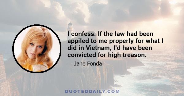 I confess. If the law had been appiled to me properly for what I did in Vietnam, I'd have been convicted for high treason.