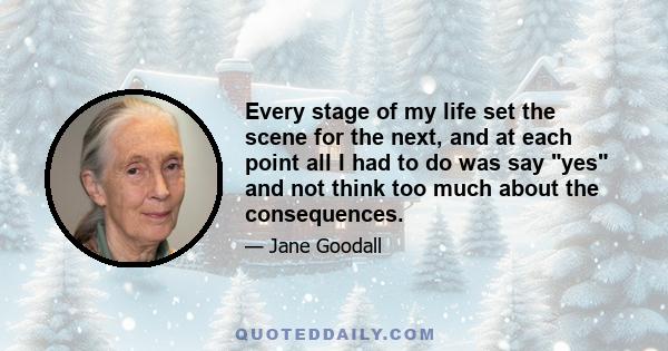 Every stage of my life set the scene for the next, and at each point all I had to do was say yes and not think too much about the consequences.