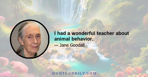 I had a wonderful teacher about animal behavior.