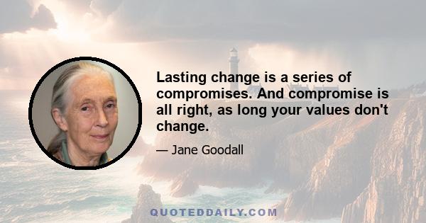 Lasting change is a series of compromises. And compromise is all right, as long your values don't change.