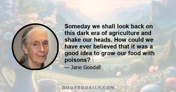 Someday we shall look back on this dark era of agriculture and shake our heads. How could we have ever believed that it was a good idea to grow our food with poisons?