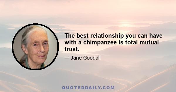 The best relationship you can have with a chimpanzee is total mutual trust.