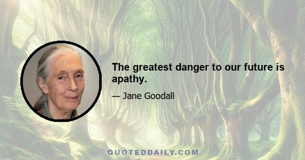 The greatest danger to our future is apathy.