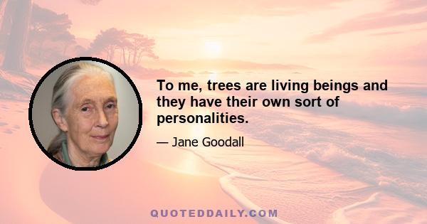 To me, trees are living beings and they have their own sort of personalities.