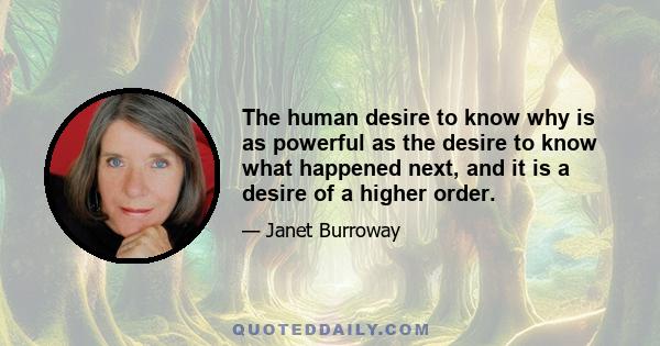 The human desire to know why is as powerful as the desire to know what happened next, and it is a desire of a higher order.