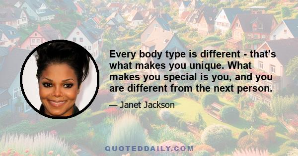 Every body type is different - that's what makes you unique. What makes you special is you, and you are different from the next person.