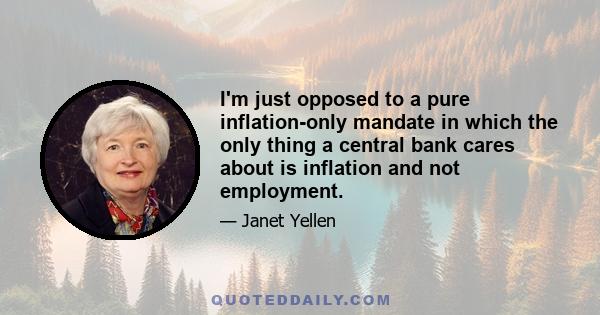 I'm just opposed to a pure inflation-only mandate in which the only thing a central bank cares about is inflation and not employment.