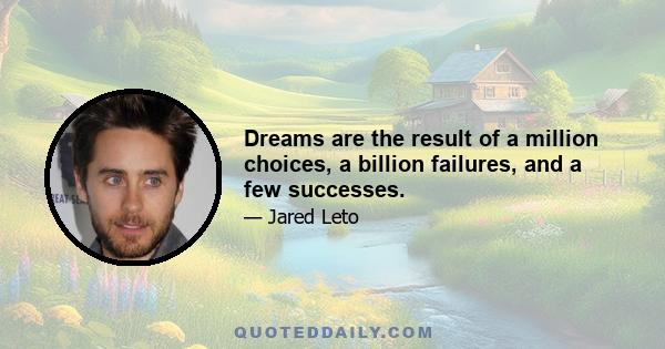 Dreams are the result of a million choices, a billion failures, and a few successes.