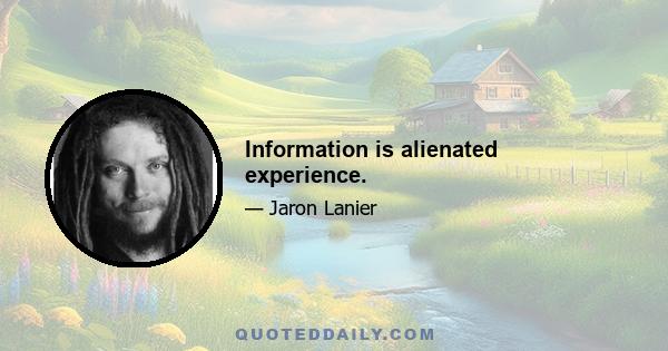 Information is alienated experience.