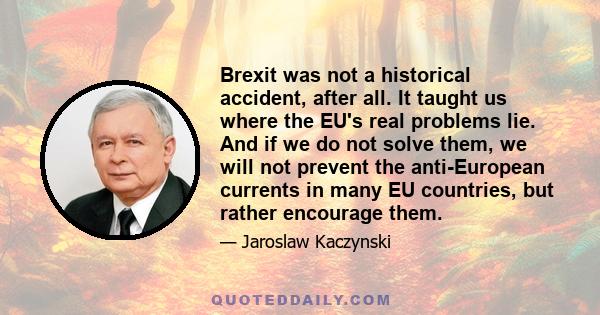 Brexit was not a historical accident, after all. It taught us where the EU's real problems lie. And if we do not solve them, we will not prevent the anti-European currents in many EU countries, but rather encourage them.