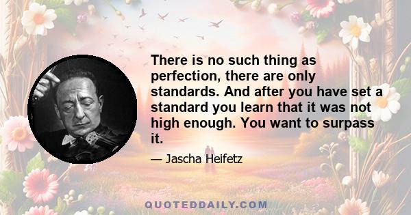 There is no such thing as perfection, there are only standards. And after you have set a standard you learn that it was not high enough. You want to surpass it.