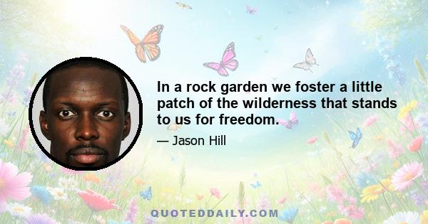 In a rock garden we foster a little patch of the wilderness that stands to us for freedom.