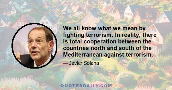 We all know what we mean by fighting terrorism. In reality, there is total cooperation between the countries north and south of the Mediterranean against terrorism.