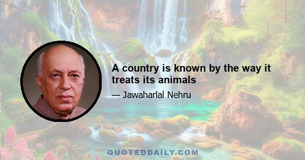 A country is known by the way it treats its animals