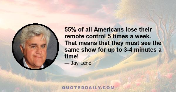 55% of all Americans lose their remote control 5 times a week. That means that they must see the same show for up to 3-4 minutes a time!