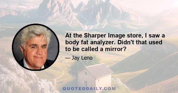 At the Sharper Image store, I saw a body fat analyzer. Didn't that used to be called a mirror?