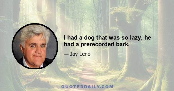 I had a dog that was so lazy, he had a prerecorded bark.