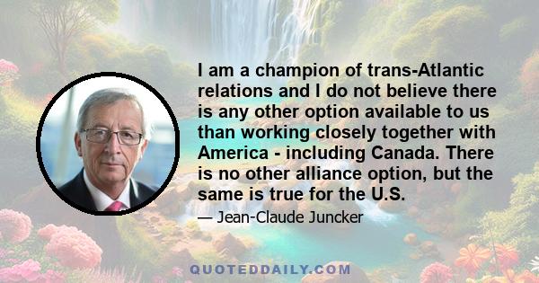 I am a champion of trans-Atlantic relations and I do not believe there is any other option available to us than working closely together with America - including Canada. There is no other alliance option, but the same