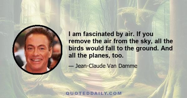 I am fascinated by air. If you remove the air from the sky, all the birds would fall to the ground. And all the planes, too.