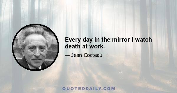 Every day in the mirror I watch death at work.