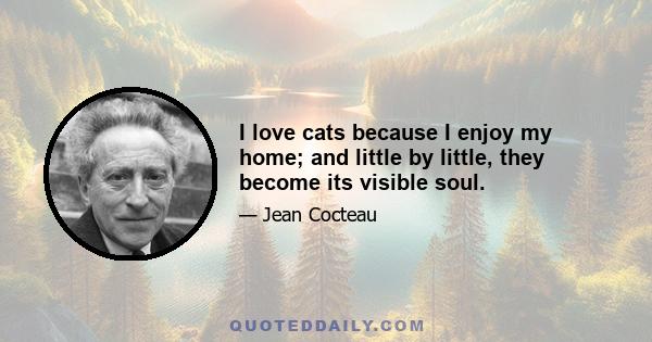 I love cats because I enjoy my home; and little by little, they become its visible soul.