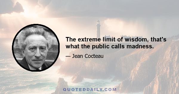 The extreme limit of wisdom, that's what the public calls madness.