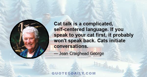 Cat talk is a complicated, self-centered language. If you speak to your cat first, it probably won't speak back. Cats initiate conversations.