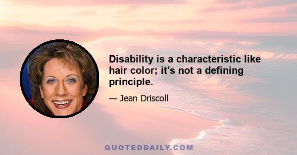 Disability is a characteristic like hair color; it's not a defining principle.