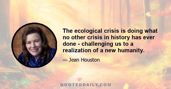 The ecological crisis is doing what no other crisis in history has ever done - challenging us to a realization of a new humanity.